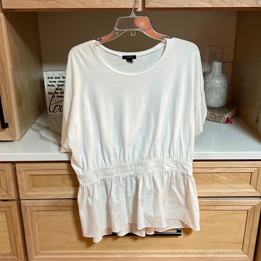 Halogen XL White Peplum style blouse; excellent condition